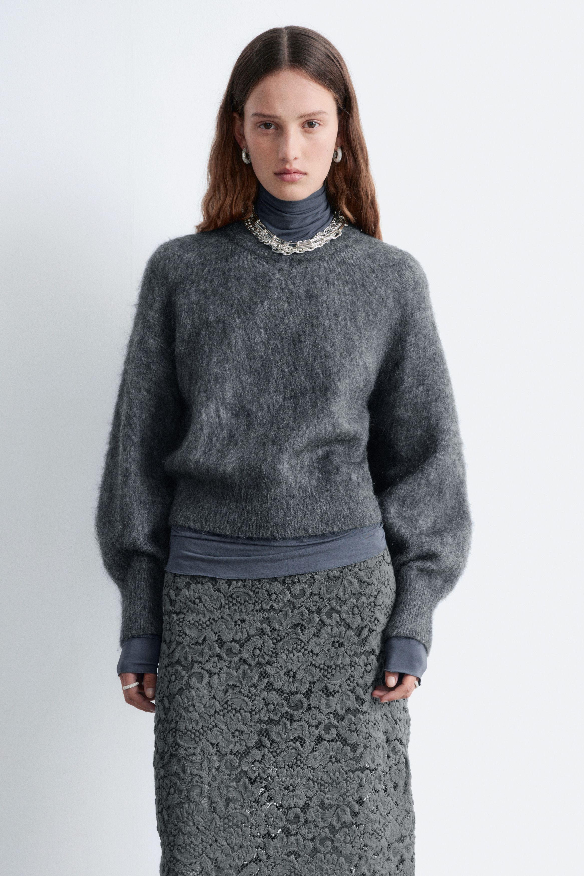 Mohair-Blend Balloon-Sleeve Jumper