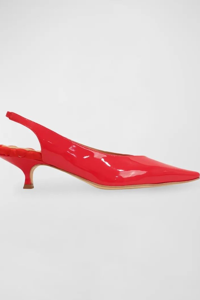 vegan leather patent slingback kitten heels