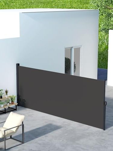 Outsunny Retractable Side Awning, Garden Privacy Screen Divider, Full Cassette Wind Breaker for Hot Tub, Balcony, Terrace, Pool, 400 X 180cm, Black