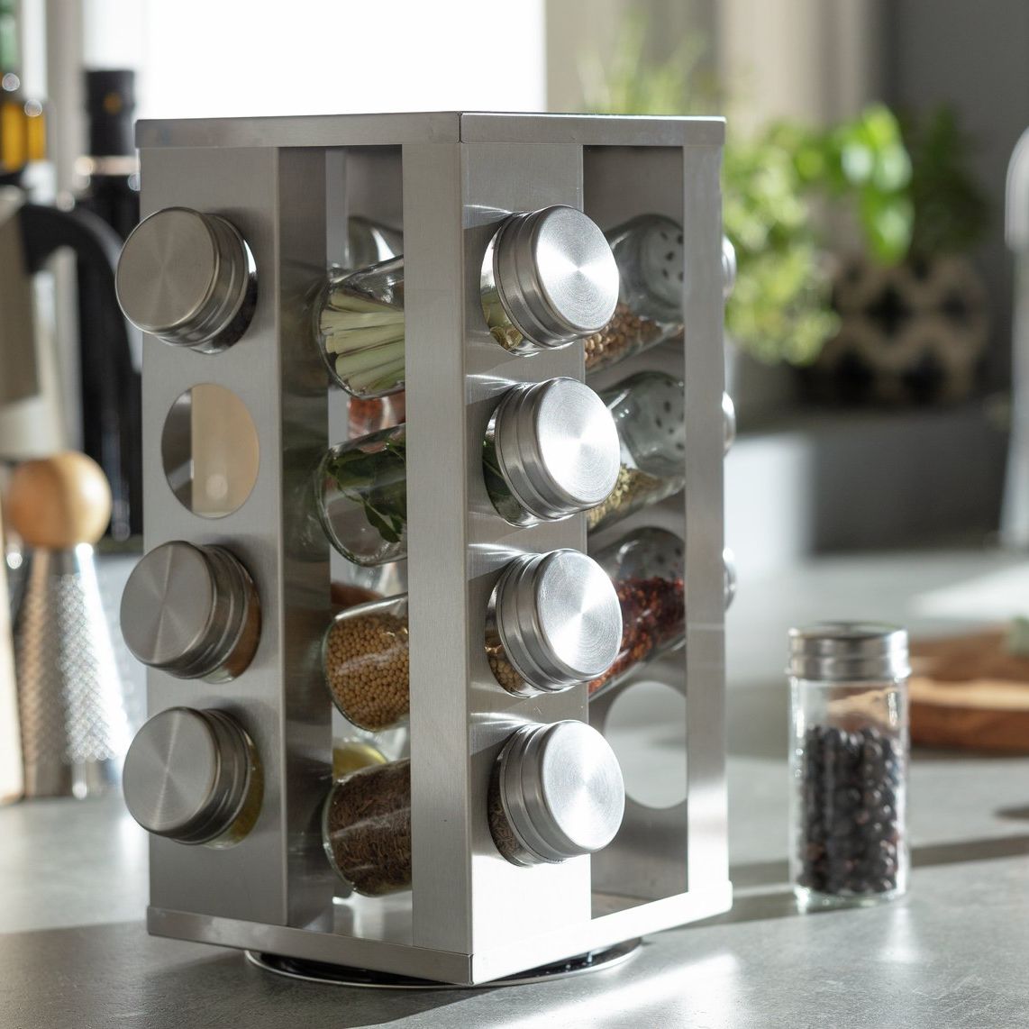 Habitat 16 Jar Stainless Steel Revolving Spice Rack