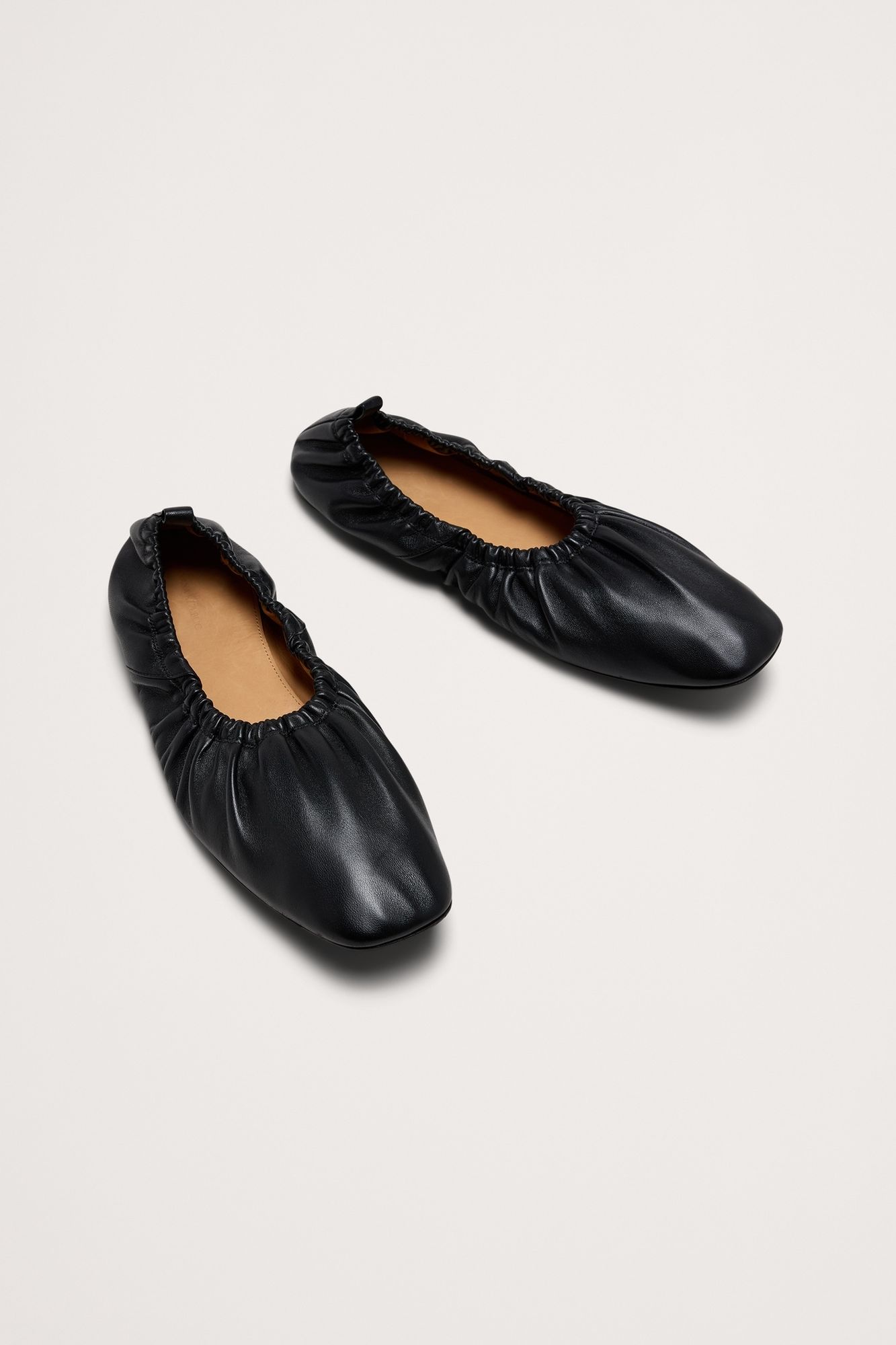 Ruched Leather Ballet Flat