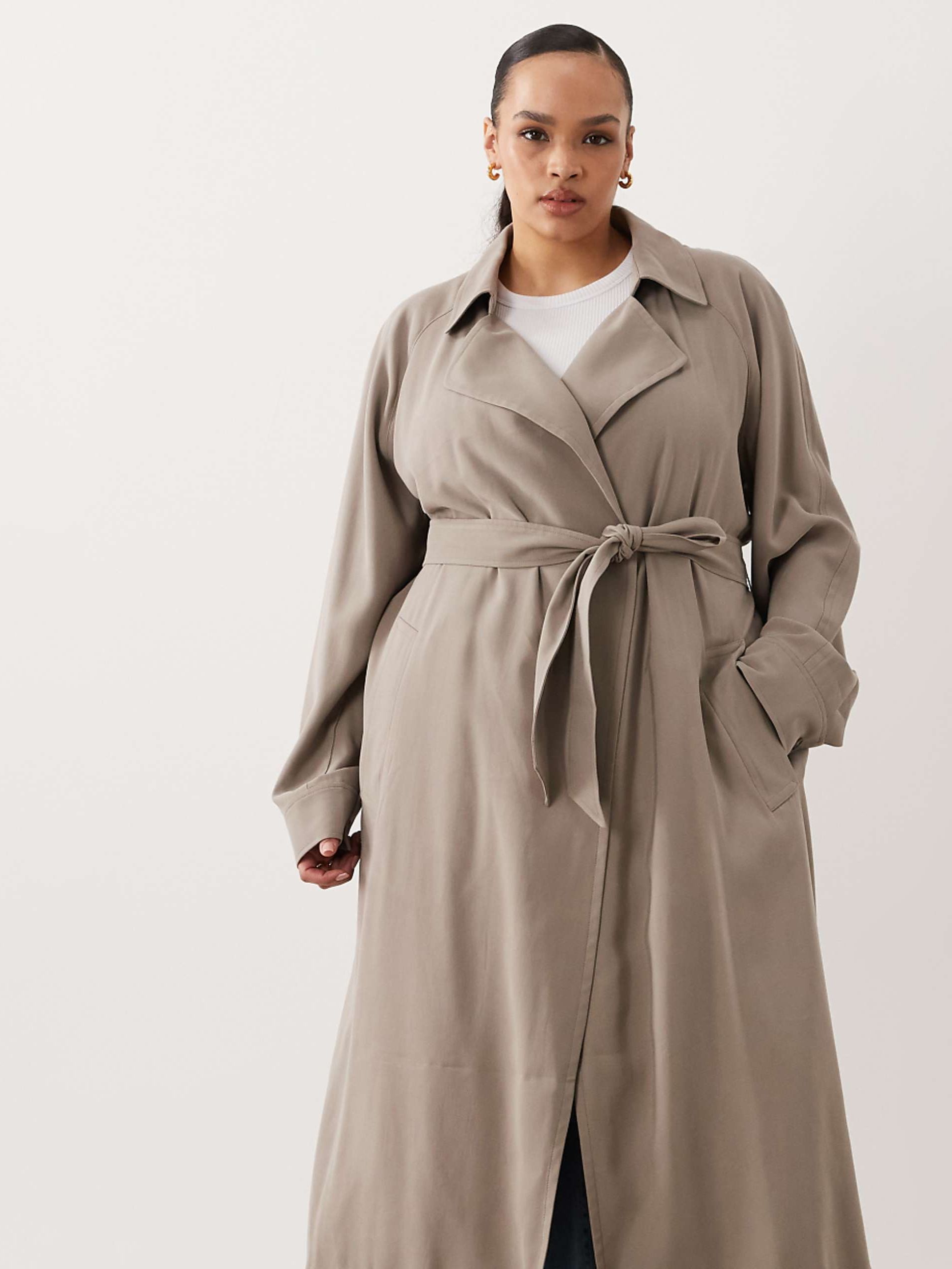 Asos Design Curve Soft Longline Trench in Mushroom
