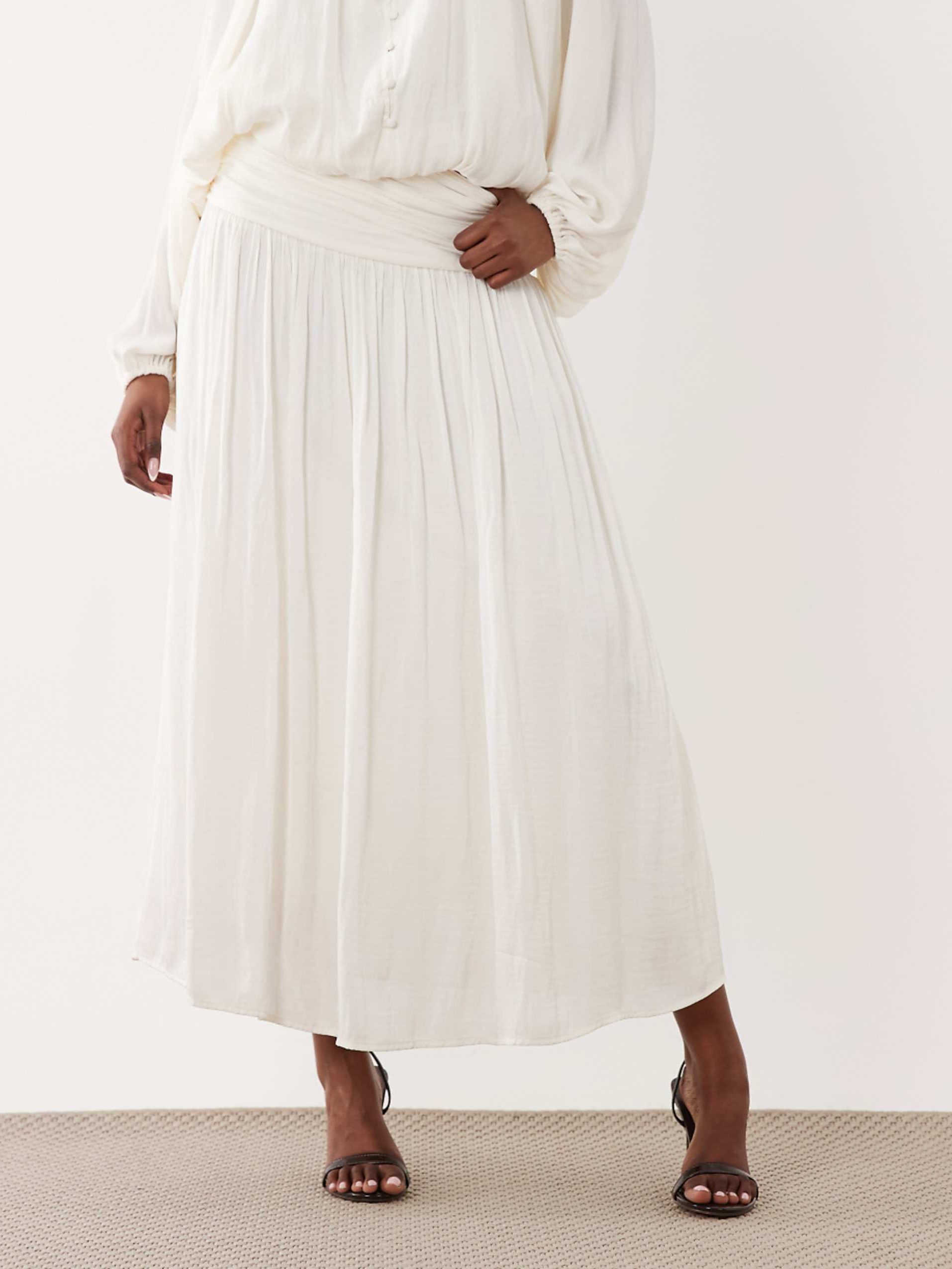 Gina Tricot Dropped Waist Pleated Midaxi Skirt in Off White