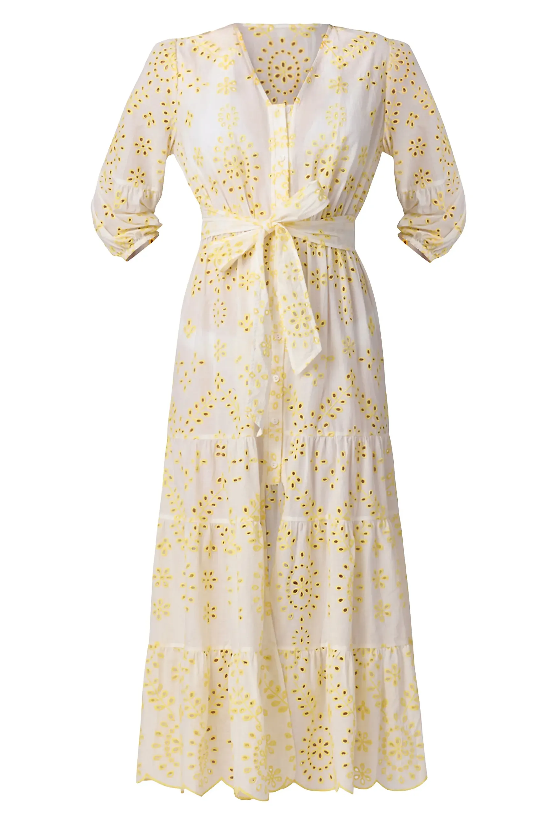 Santorini Broderie Anglaise Cotton Maxi-Dress