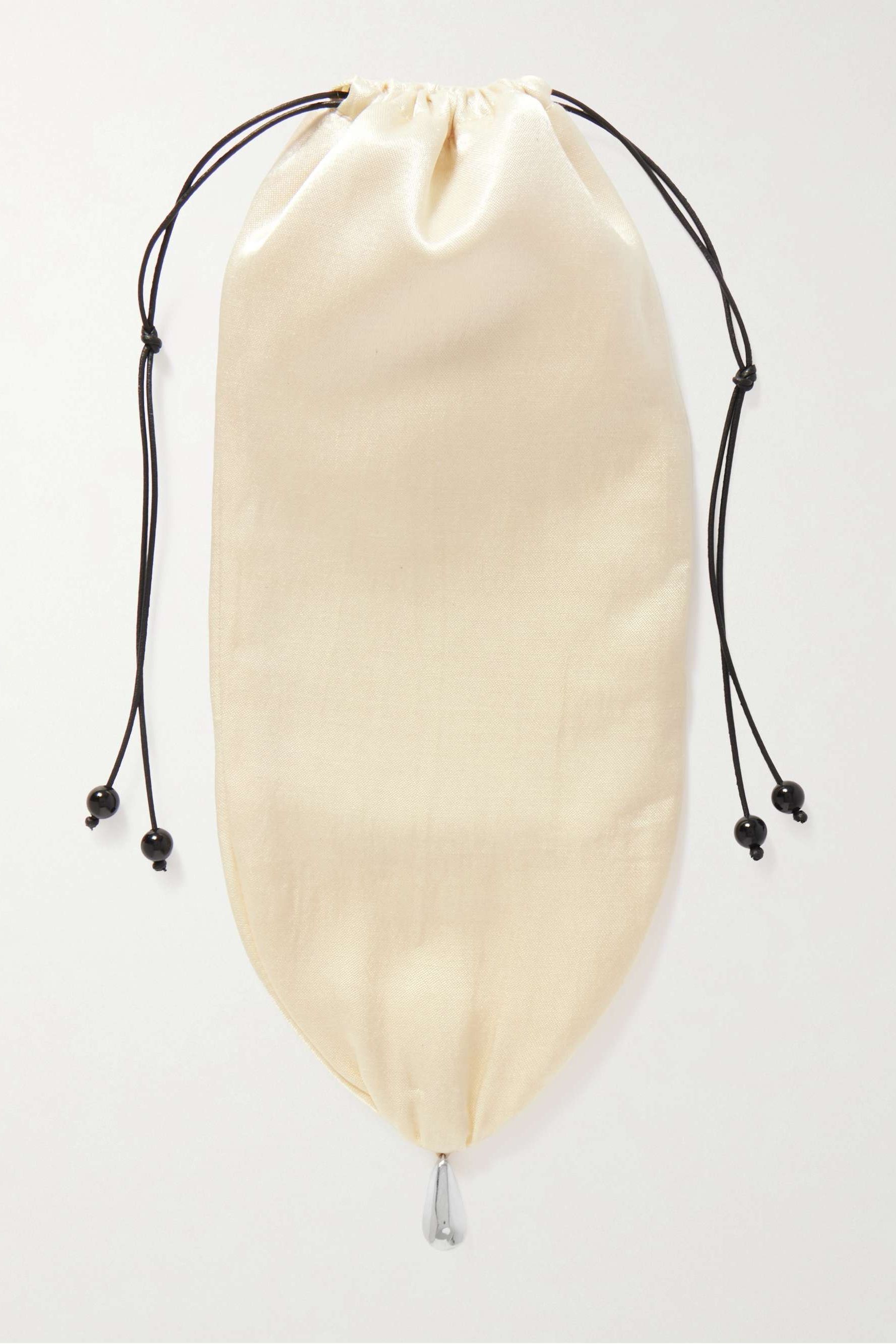 Teardrop Embellished Satin Drawstring Pouch