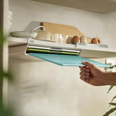 Joseph Joseph Folio Slim 3-Piece Under-Shelf Kitchen Cutting Board Set, Cupboard Storage, Fits Shelves Up to 0.8" Thick, Large (14.2" Wide)