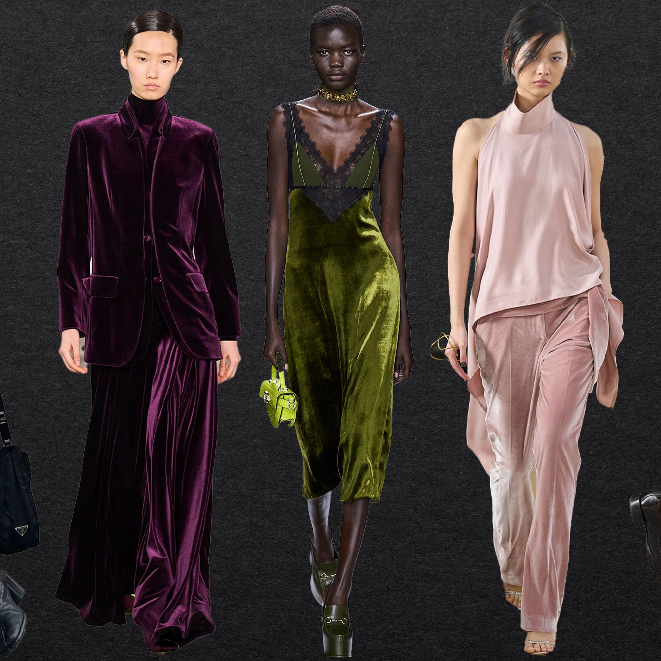 green emerald velvet dress Avec Les Filles Long-Sleeve Cutout Velvet Maxi Dress main image 0