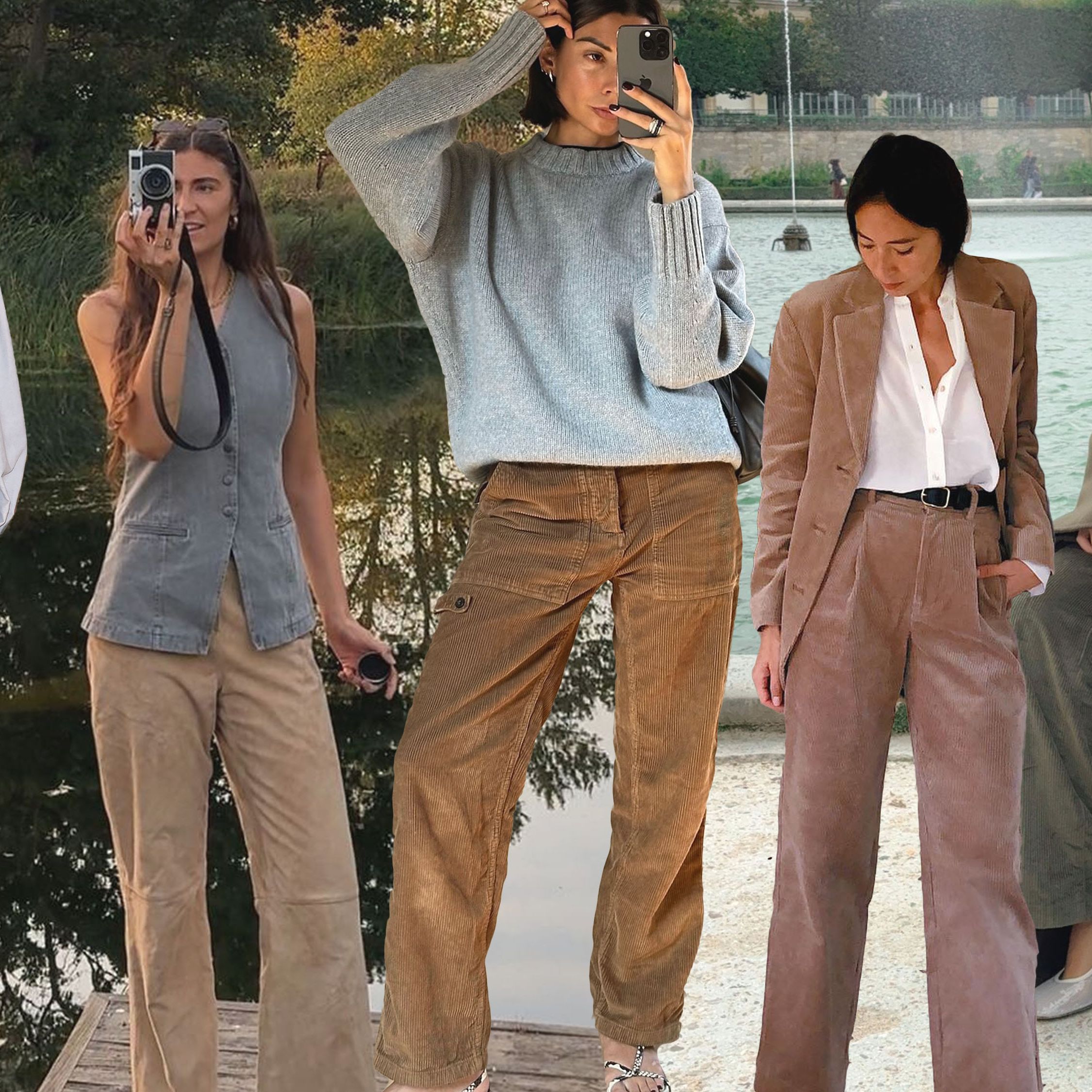 Corduroy trousers and knit vest