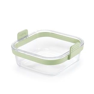 L&amp;eacute;ku&amp;eacute; Air Fryer 7x7" Square Glass Dish - Borosilicate Glass &amp;amp; 100% Platinum Silicone Rimmed Cooking Tray With Handles for Easy Removal, Clear Baking Liner Basket for Air Frying Cooking
