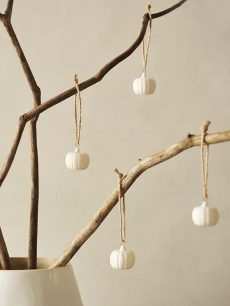 Set of 6 Mini Ceramic Pumpkin Decorations
