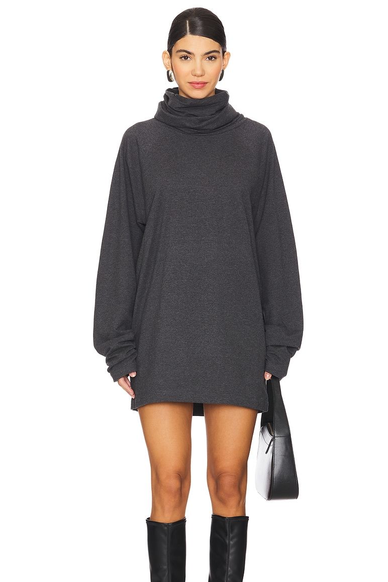 Oversized Raglan Sleeve Turtleneck Mini Dress