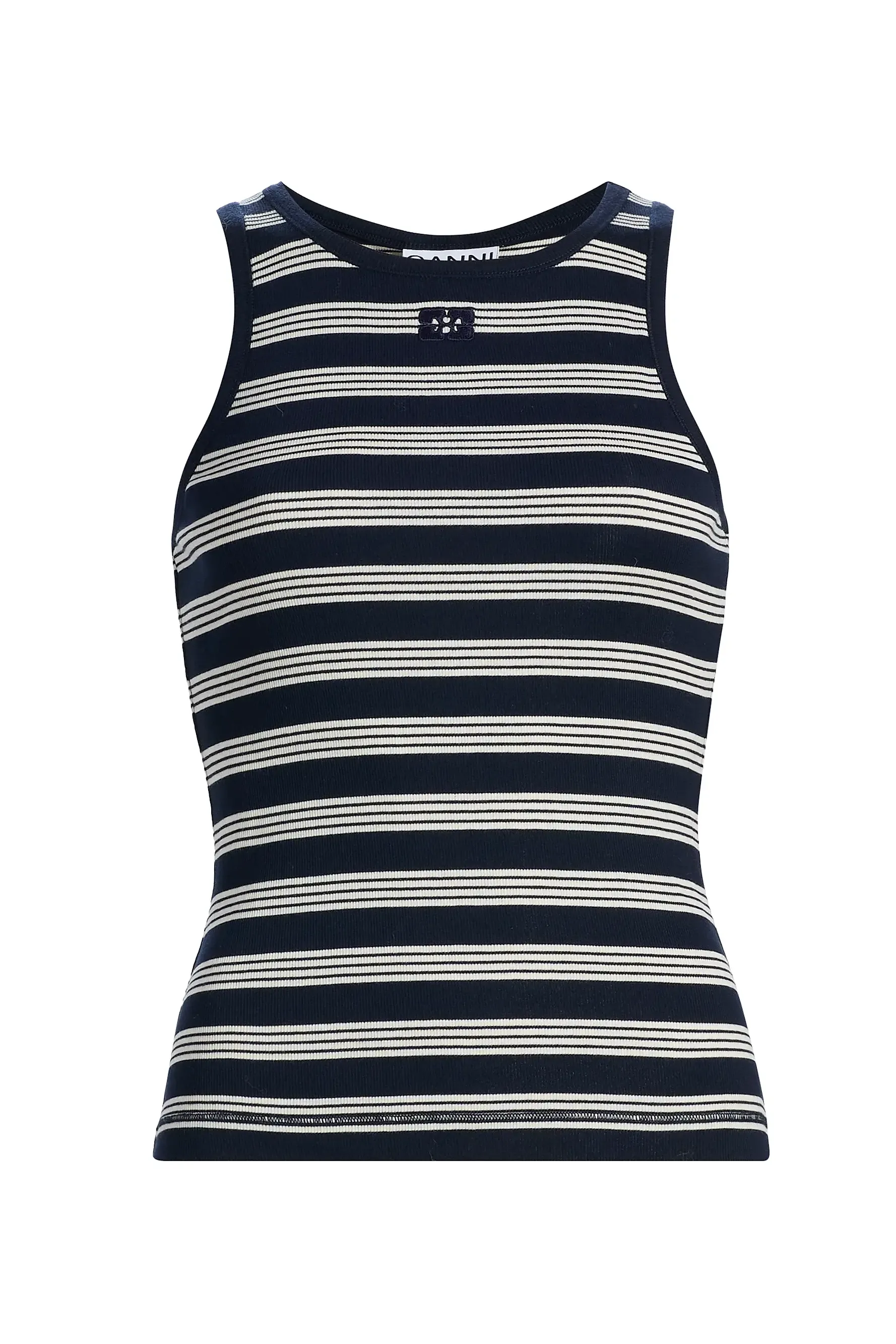 Logo-Embroidered Striped Cotton Tank