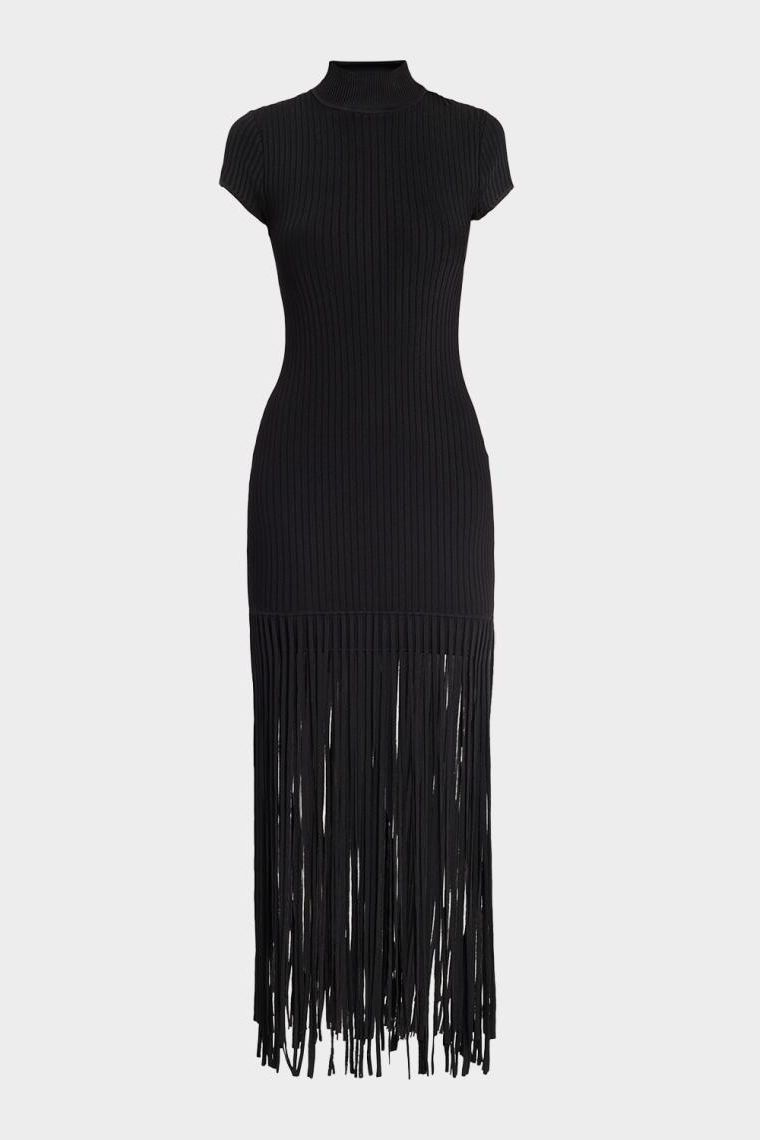 Jada Mock-Neck Fringe Dress