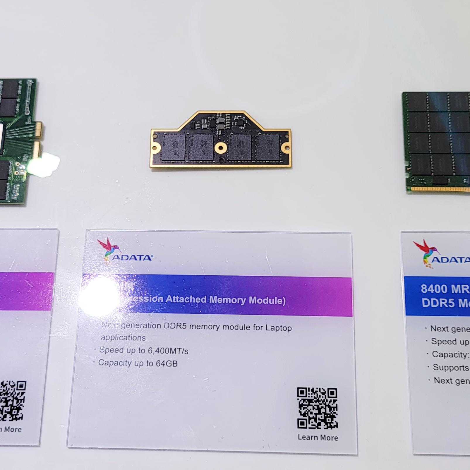 Adata Demos Next-Gen Memory: CAMM, CXL, and MR-DIMM Modules