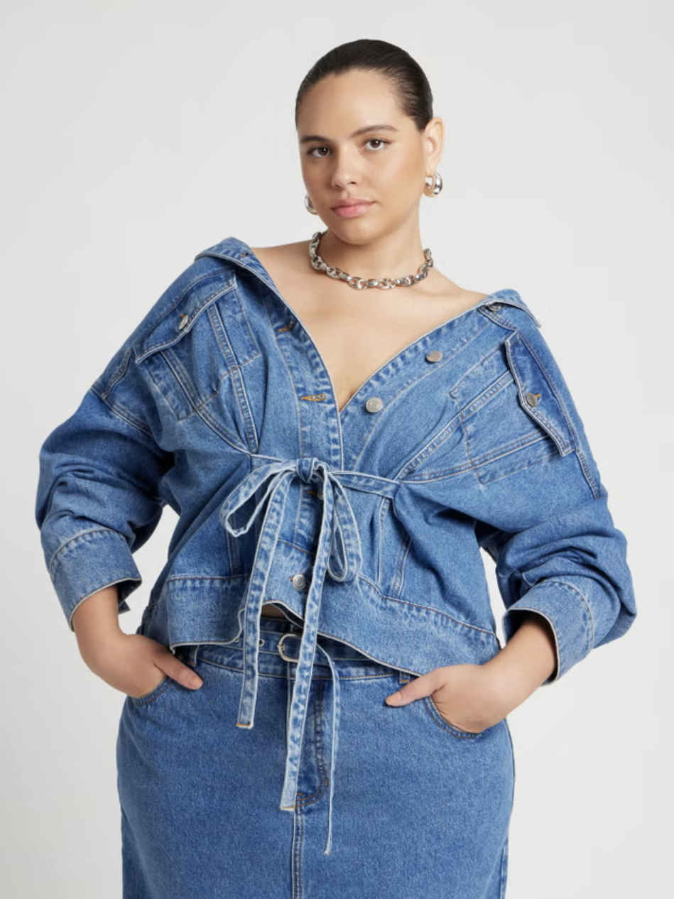 Eloquii, Denim Jacket With Cinched Waist