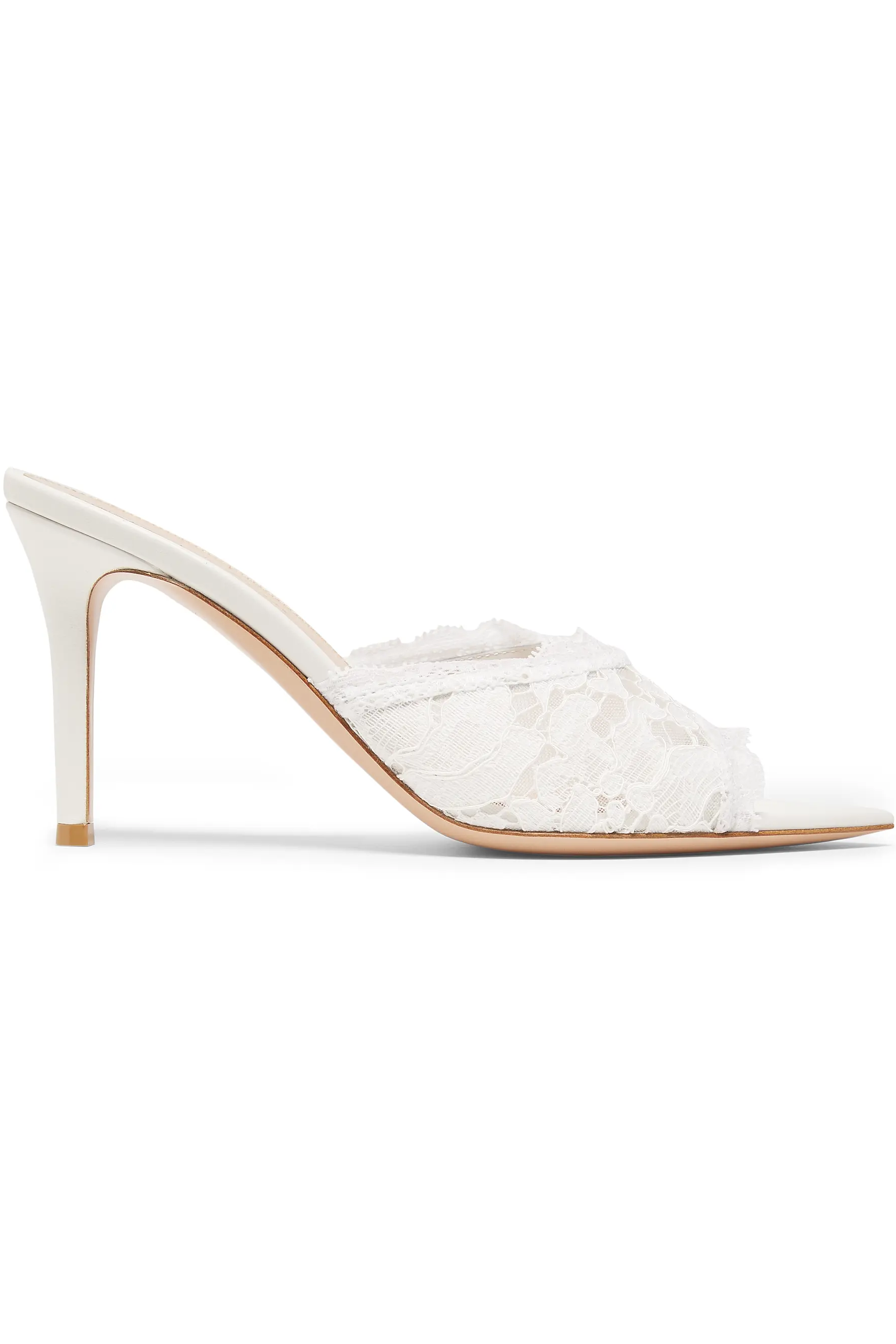Gianvito Rossi, Yvonne 85 Lace Sandals in White