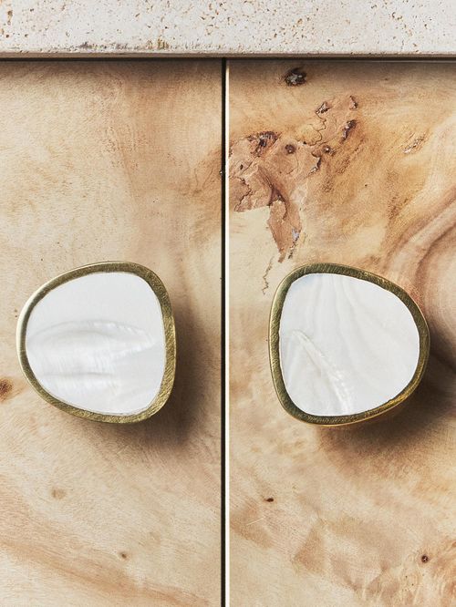 Irregular Mother-Of-Pearl Door Knobs, Set of 2