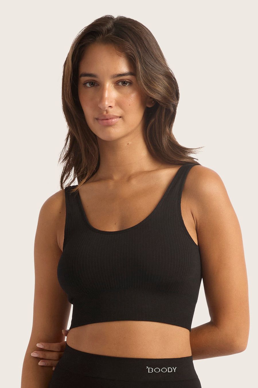 Boody, Ribbed Seamfree Crop-Black
