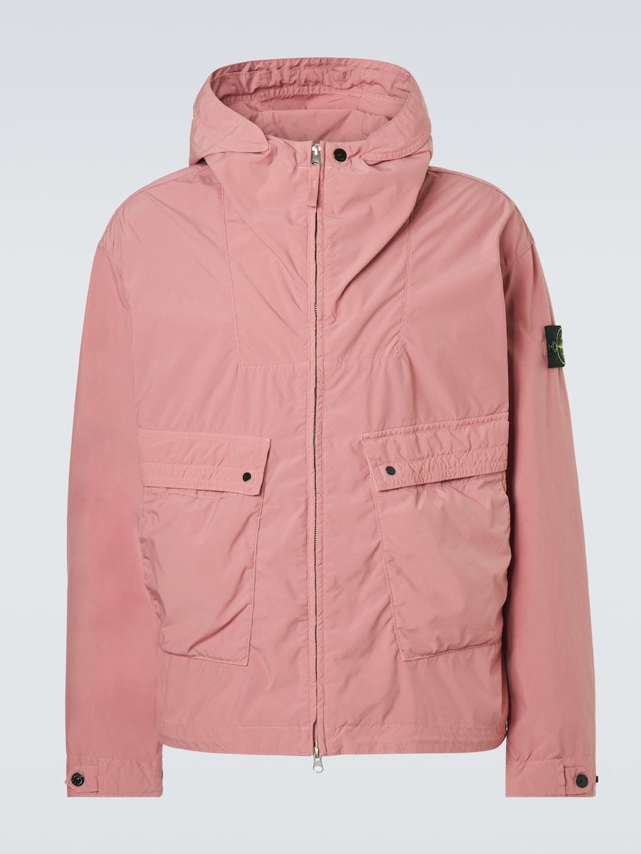 Compass Hooded Canvas Jacket in Pink - Stone Island
