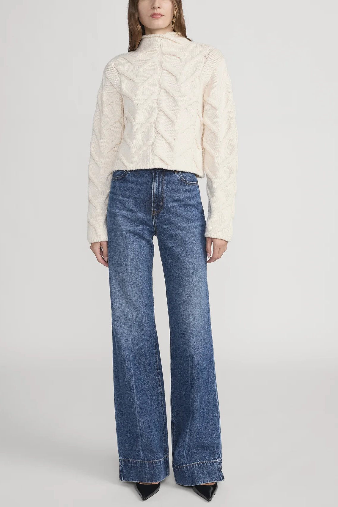 Frame , The Cable Funnel Sweater