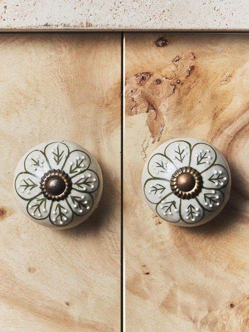 Ceramic Flower Door Knobs, Set of 2