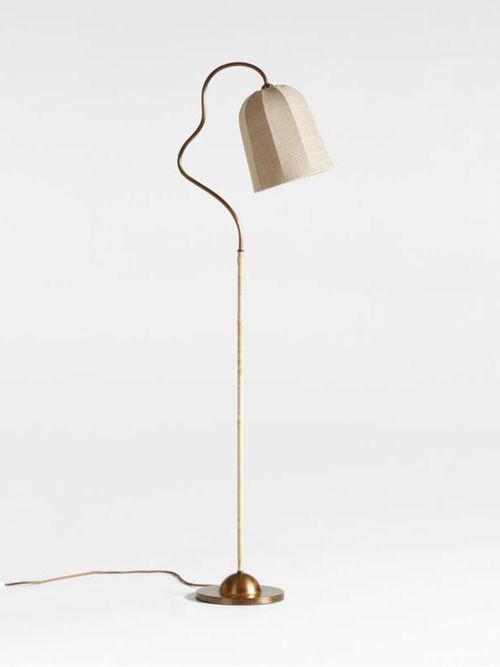 Allegra Rattan and Linen Task Floor Lamp by Jake Arnold