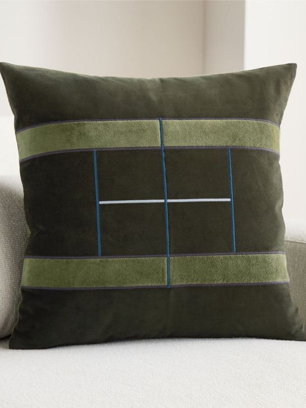 Court Velvet 20"x20" Ficus Green Throw Pillow Cover by Venus Williams