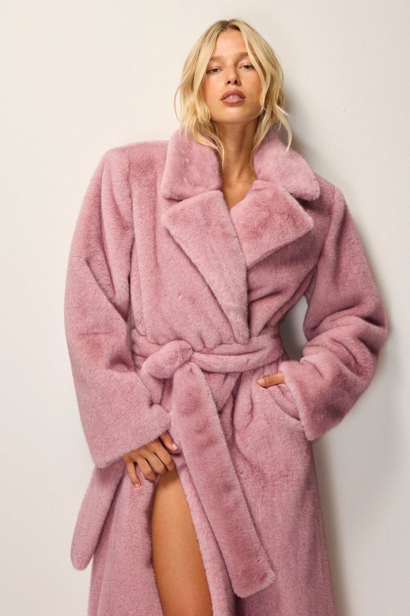 Signature Faux Fur Coat | Powder Pink