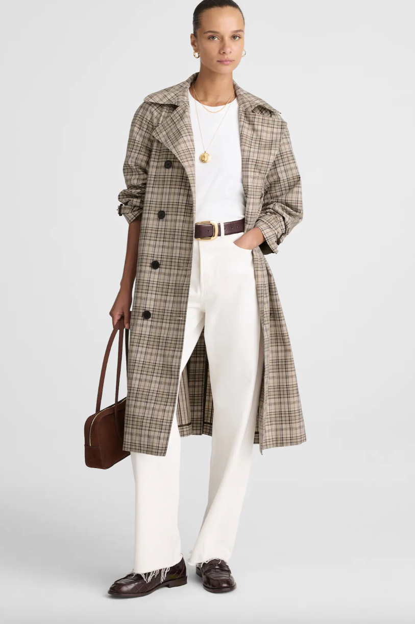Madewell, Double-Breasted Trench Coat in Plaid (Was $378)