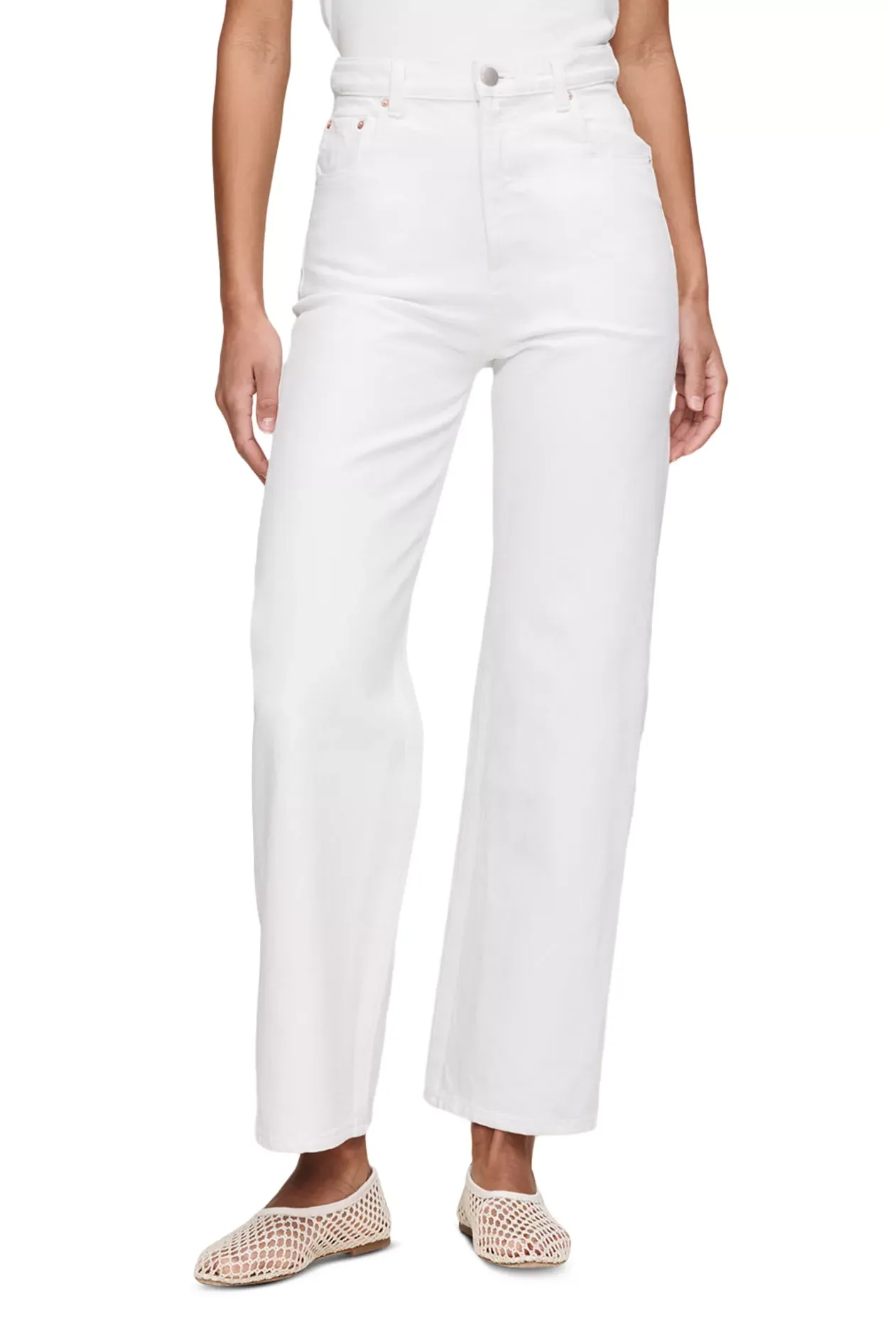 Karmine Refined Wide Leg Sculptsystem High Rise Jeans in White