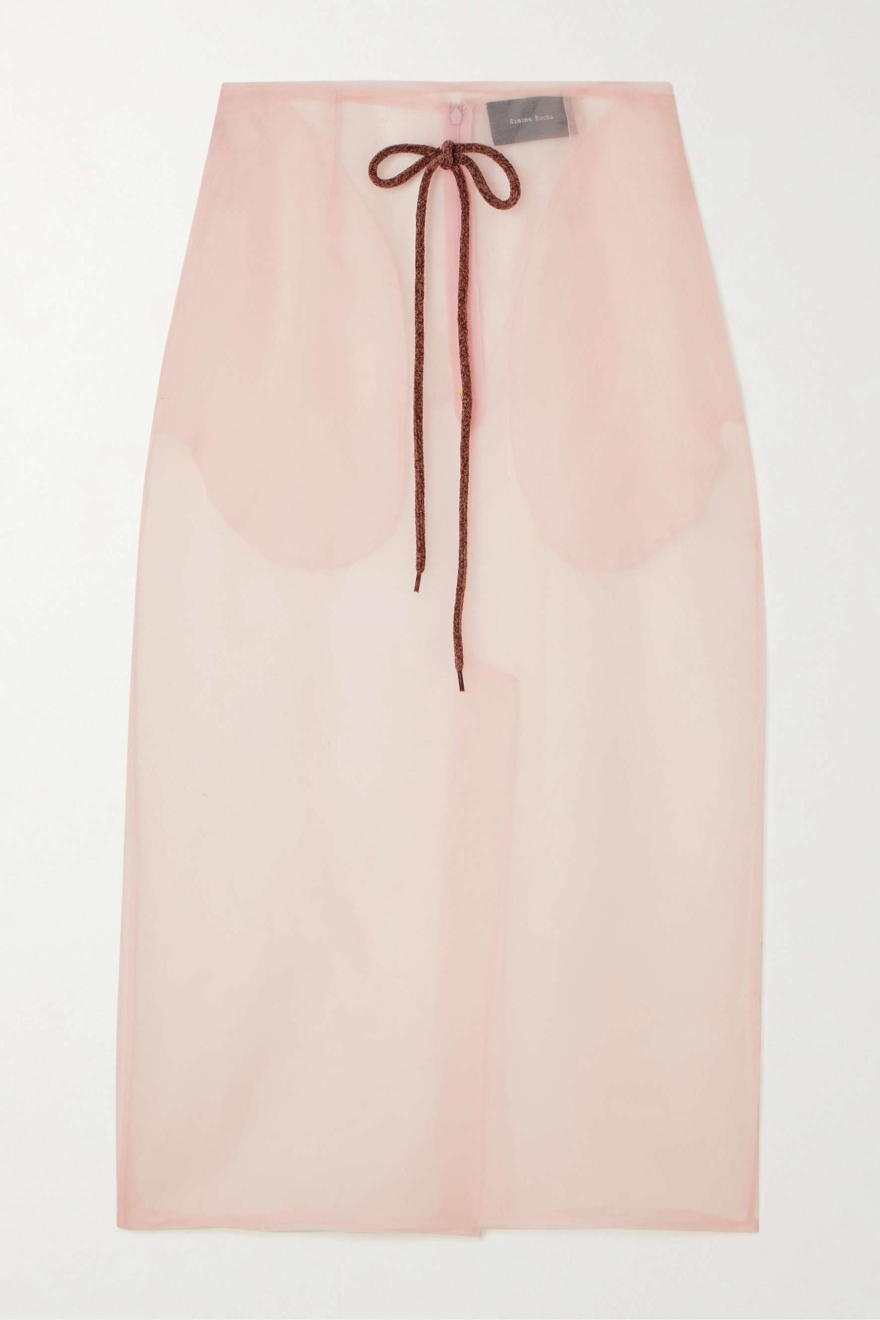 Bow-Detailed Silk-Organza Midi Skirt