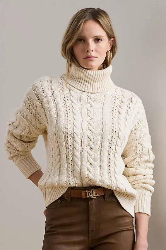 Cable Knit Turtleneck Sweater