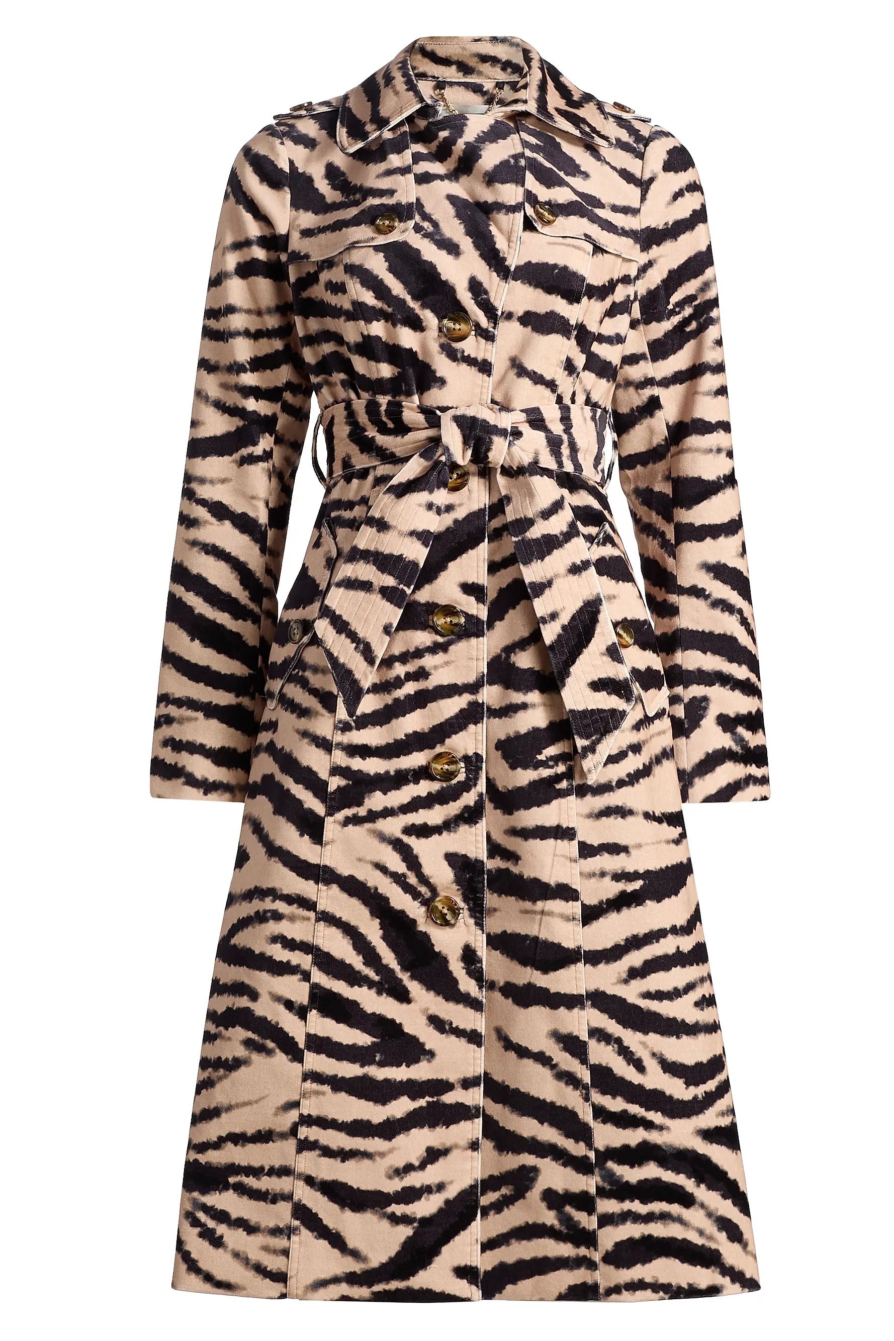 Cara Cara Karlie Zebra-Print Trench Coat