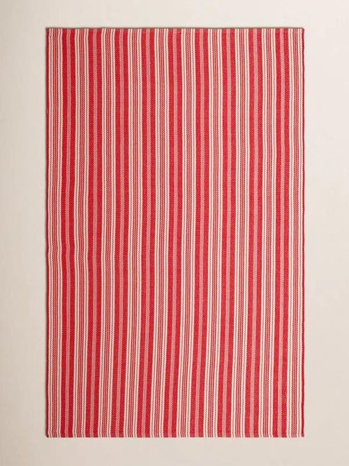 Renley Ticking Stripe Red Handwoven Rug