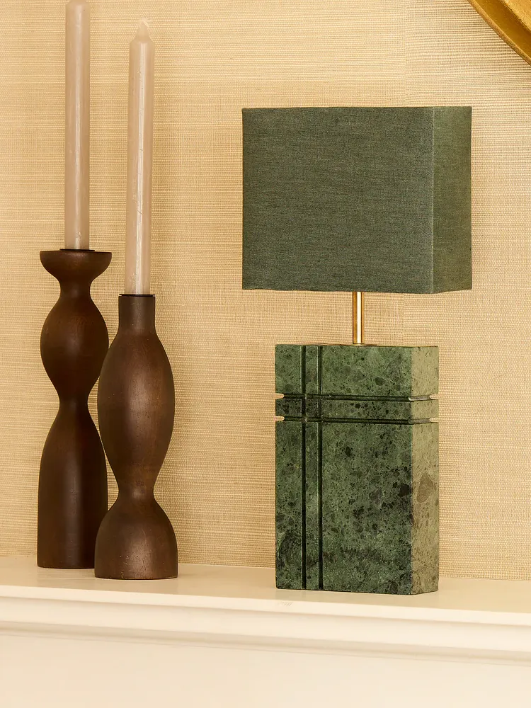 Pooky Lighting, Criss Cross Rechargeable Table Lamp in Green Marble
