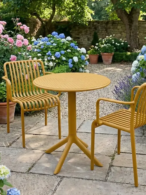 Bergen Round Bistro Table With 2 Alma Armchairs