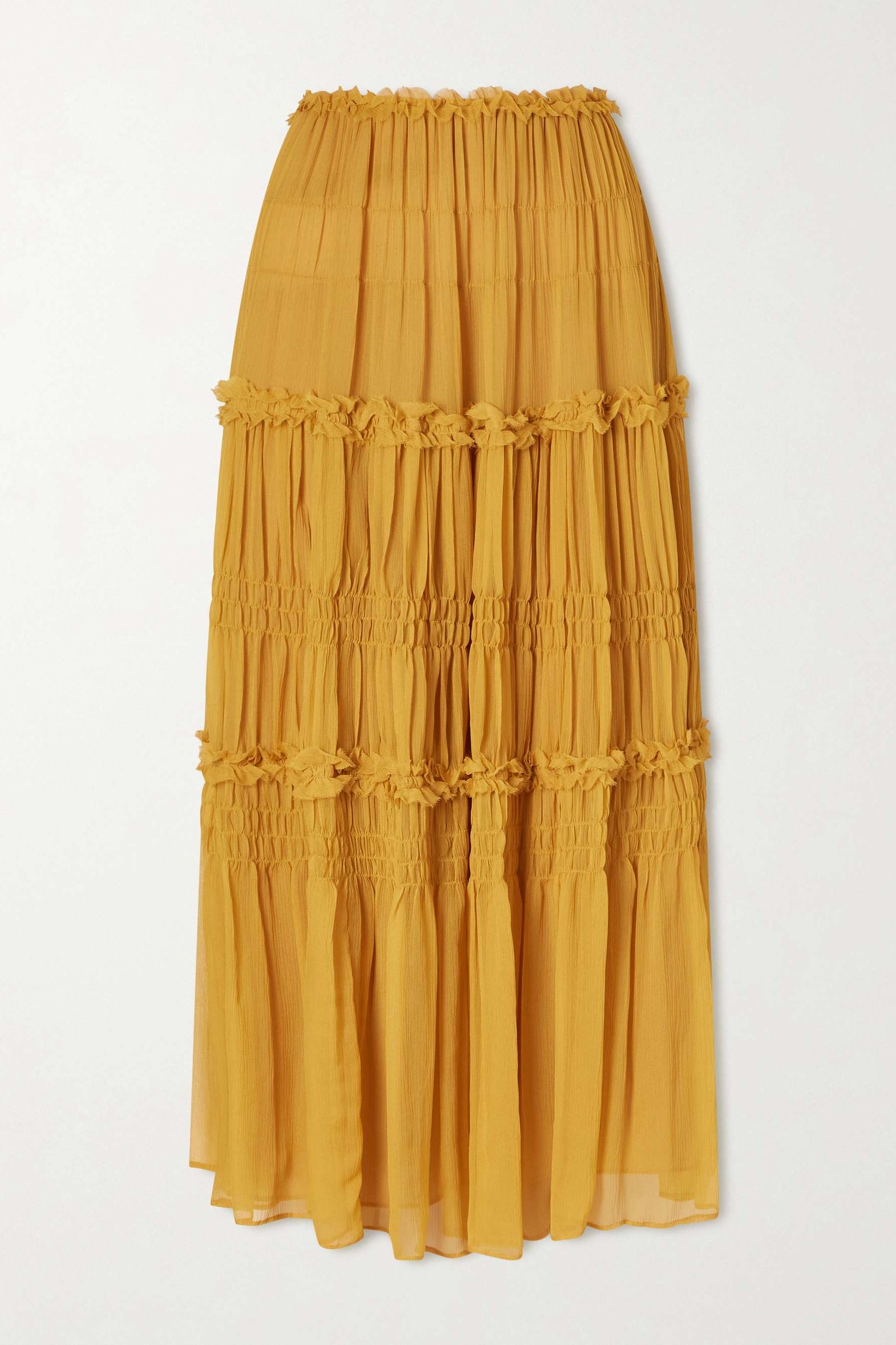 Virginie Silk-Crepon Midi Skirt