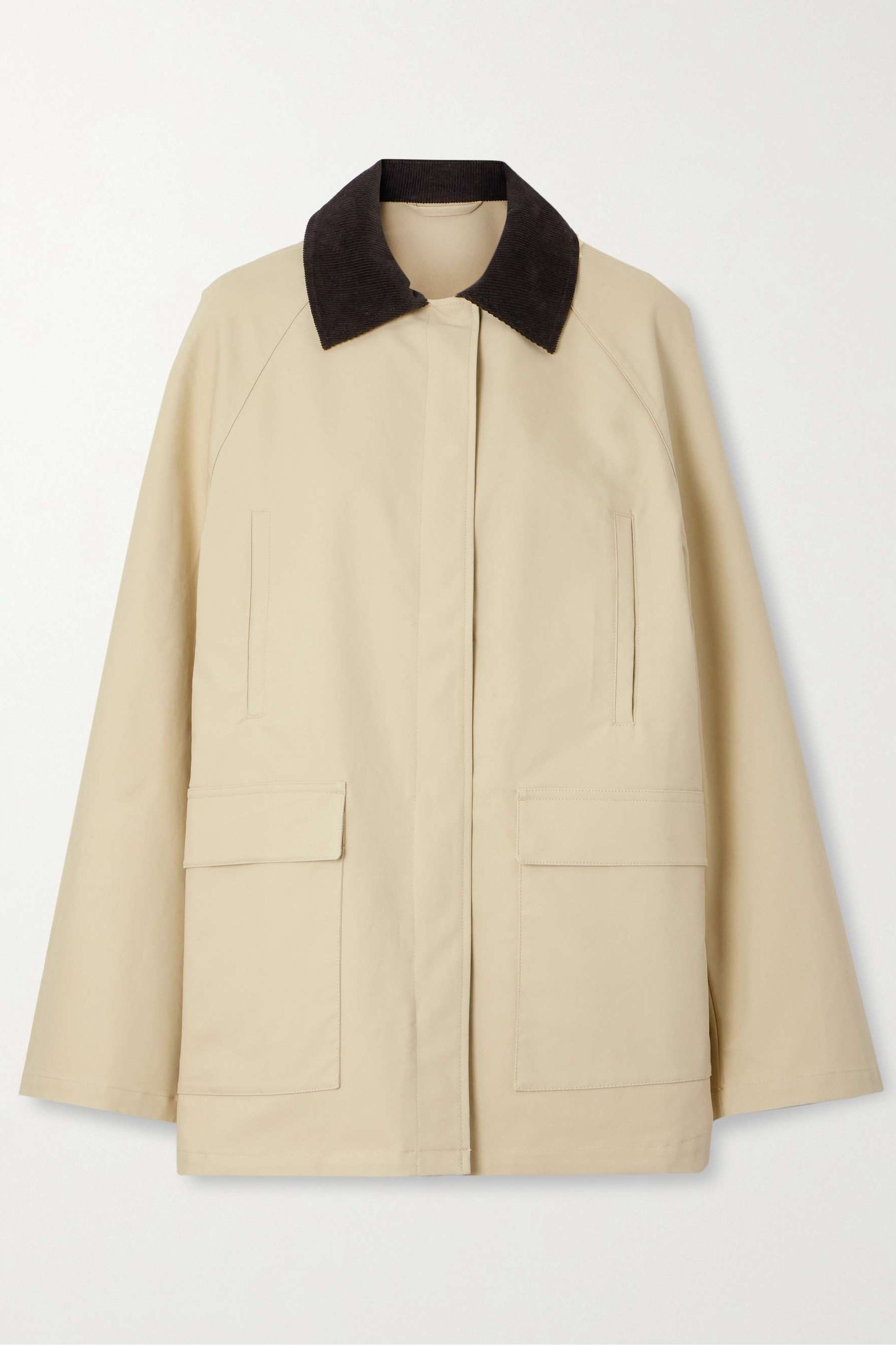 Corduroy-Trimmed Coated-Canvas Jacket