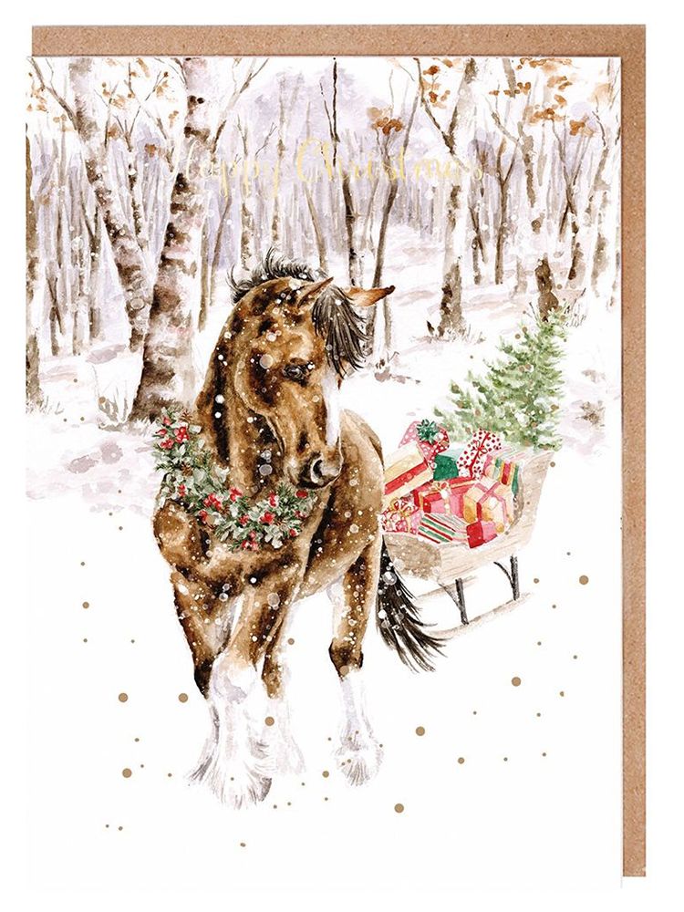 Wrendale Designs &amp;lsquo;Snowy Sleigh Ride&amp;rsquo; Christmas cards