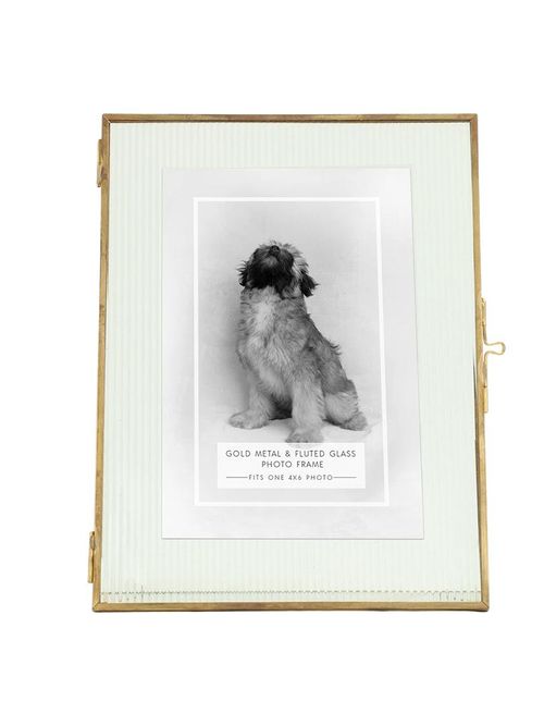 Brass Trimmed Fluted Glass Picture Frame