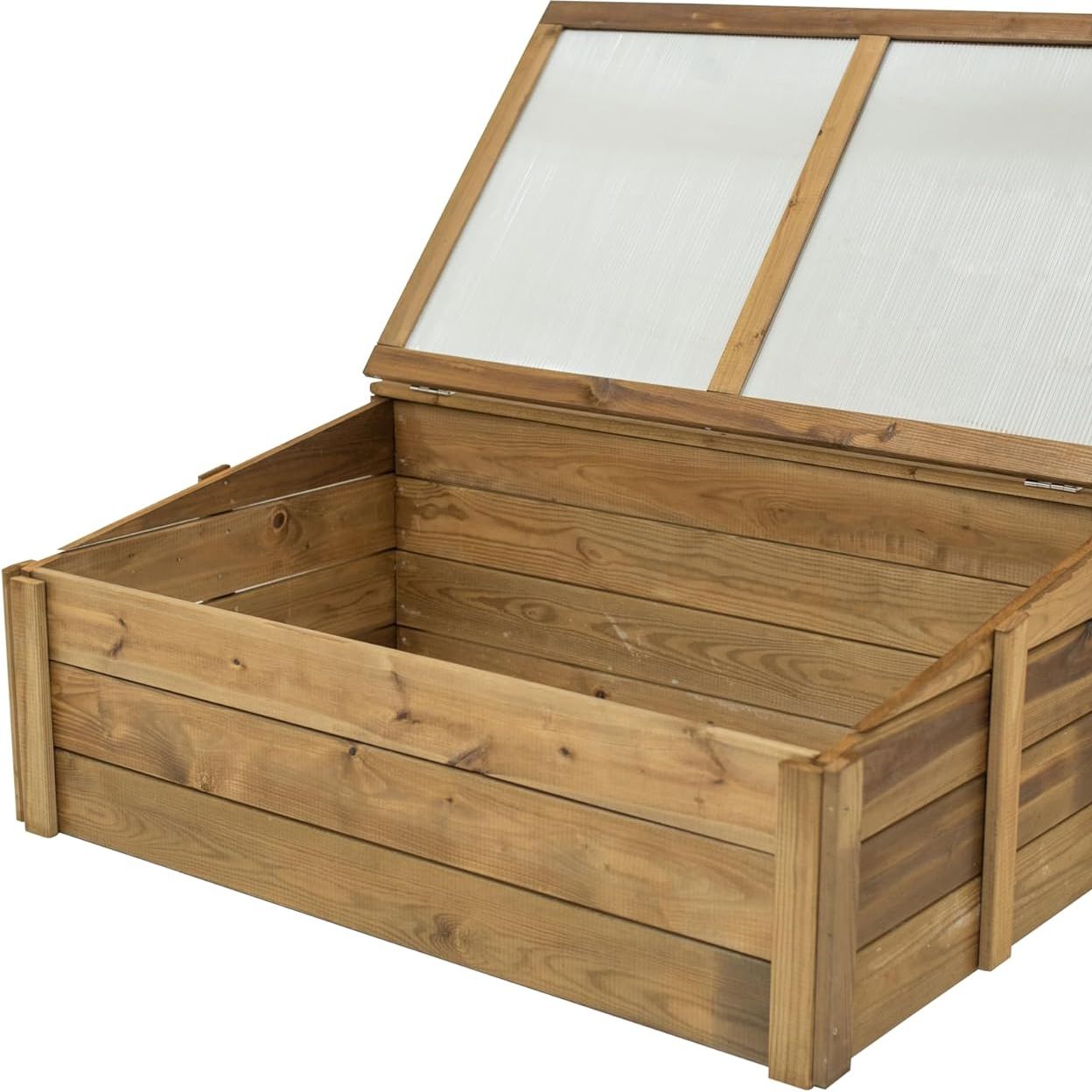 Wooden Cold Frame Greenhouse &amp;ndash; Outdoor Mini Grow Box With Hinged Lid and Polycarbonate Cover &amp;ndash; Treated Fir Wood for Seedlings &amp;amp; Plant Protection &amp;ndash; 39.4&amp;rdquo; X 23.6&amp;rdquo; X 15.4&amp;rdquo;
