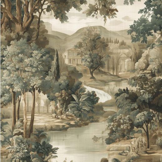 Lark Manor&amp;trade; Toile Landscape Wallpaper Vintage Peel and Stick Scenic Wall Mural | Wayfair