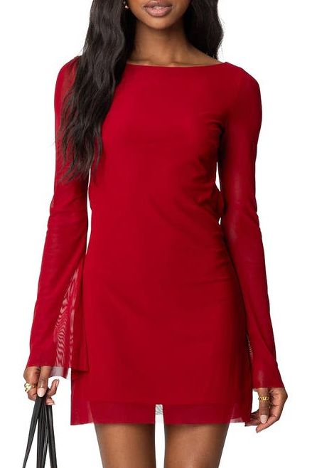 Reena Open Back Long Sleeve Minidress