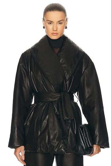 Cora Leather Puffer Jacket
