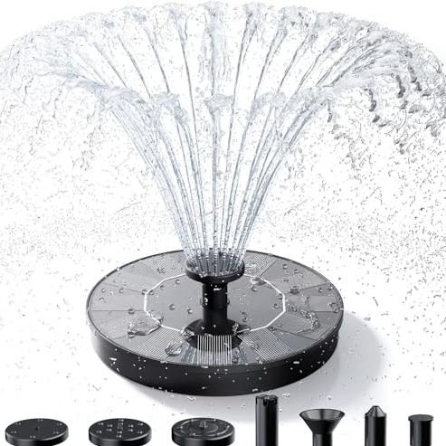 Aisitin Solar Fountain, Solar Bird Bath Fountains Pump With 6 Nozzles, 2026 Upgraded Free Standing Floating Solar Powered Water Fountain Pump for Bird Bath, Garden, Pond, Pool and Outdoor