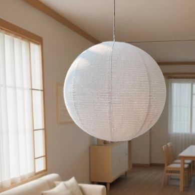 Auradecorly Round Linen Hanging Lampshade 50cm Can Replace Paper Lanterns Handmade Fabric Lampshade Linen Lantern for Living Room Bedroom Art Minimalist