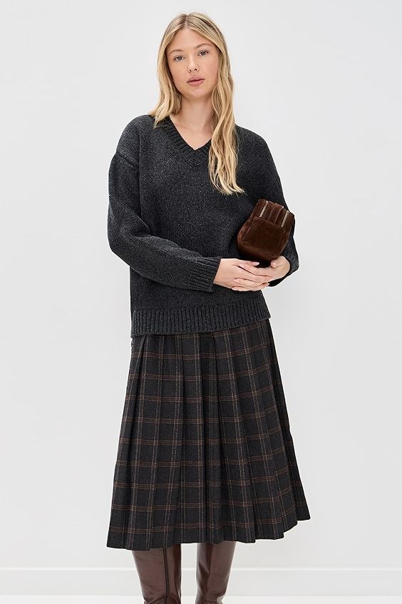 Sea Monroe Wool Plaid Combo Sweater Dress