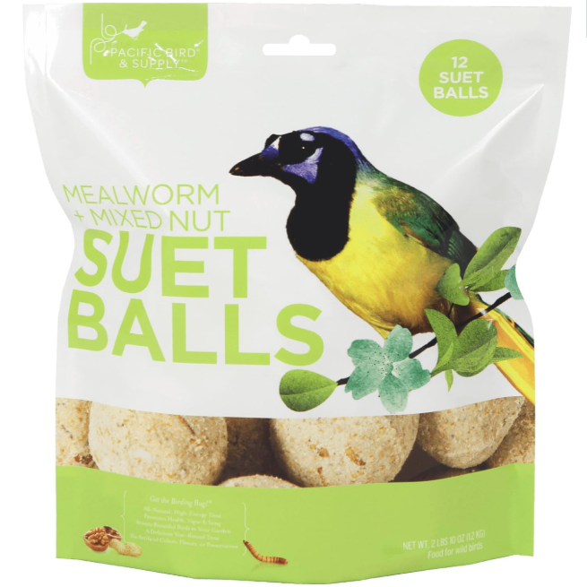 Pacific Bird &amp;amp; Supply Co, Pacific Bird &amp;amp; Supply Co Mealworm + Mixed Nut Suet Balls (12 Pack)