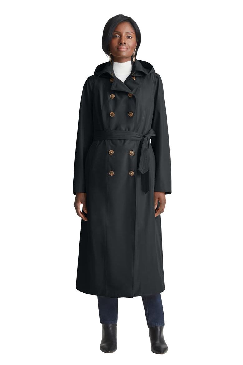Double-Breasted Long Trench Raincoat