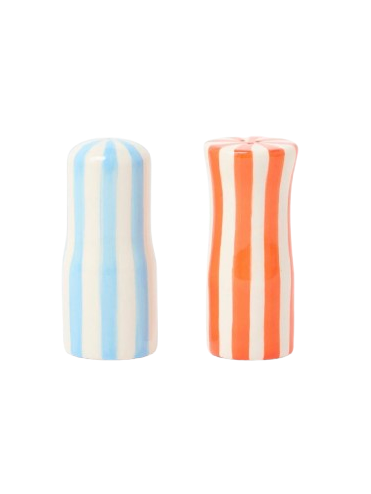 Blue & Red Stripe Salt & Pepper Shakers